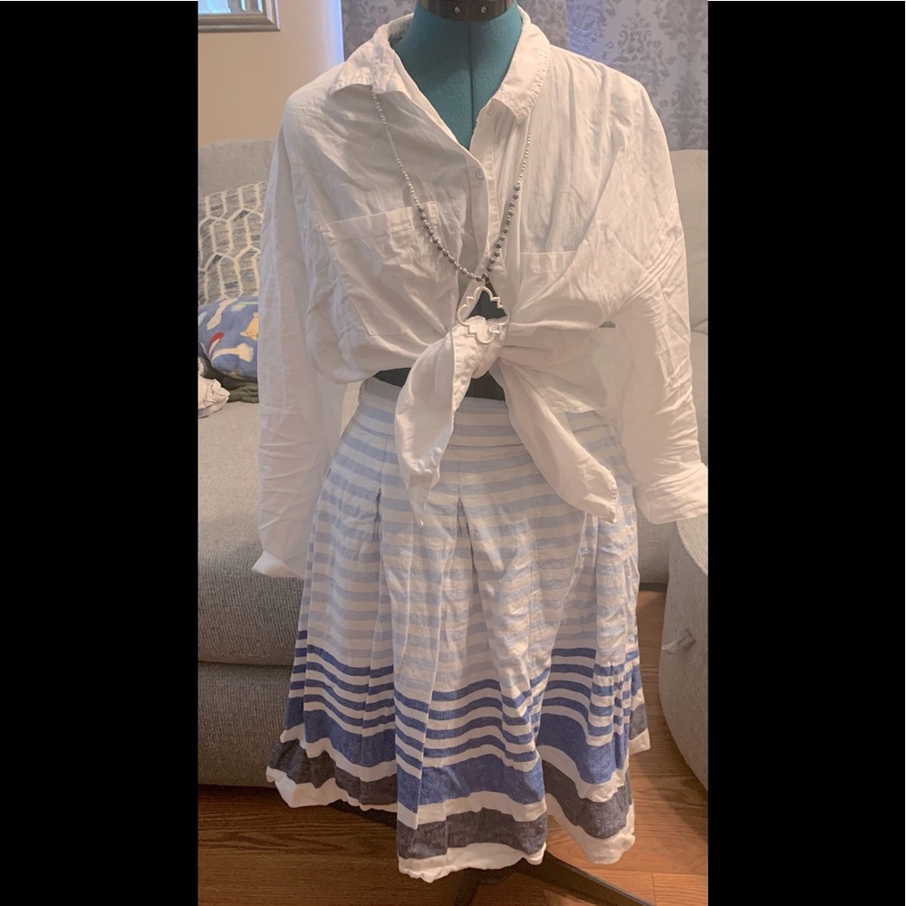 Christopher Banks striped blue&white a-line skirt
